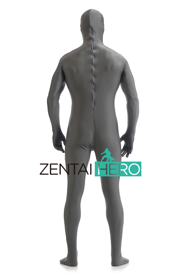 Gray Color Lycra Zentai Suit with Face Open