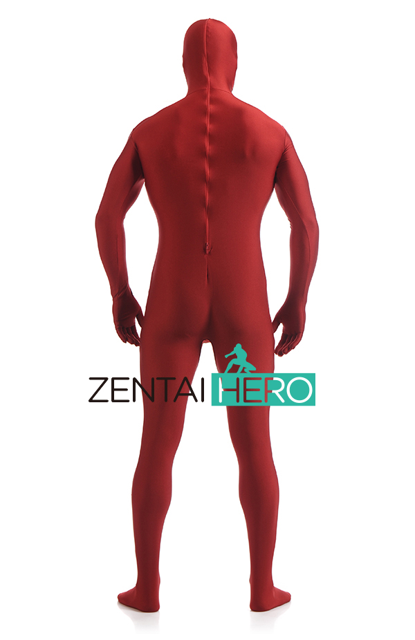 Crimson Unisex Spandex Zentai Suit With Open Face