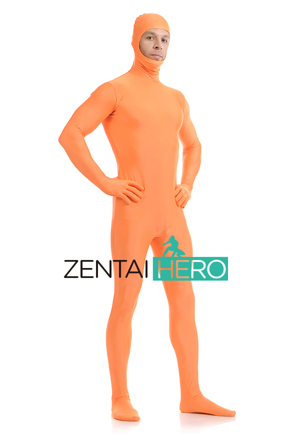 Orange Lycra Bodysuit With Face Open