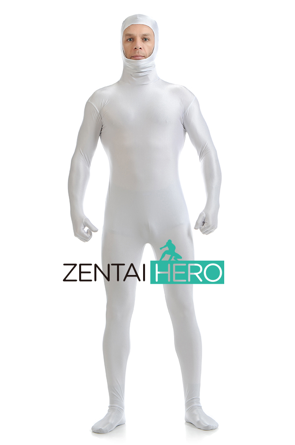 Silver Unisex Open Face Lycra Zentai Bodysuit