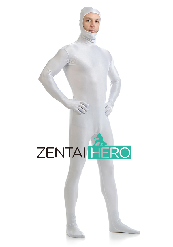 Silver Unisex Open Face Lycra Zentai Bodysuit