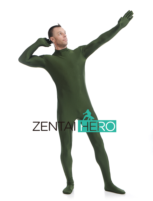 Army Green Lycra Spandex Zentai Catsuit without Hood