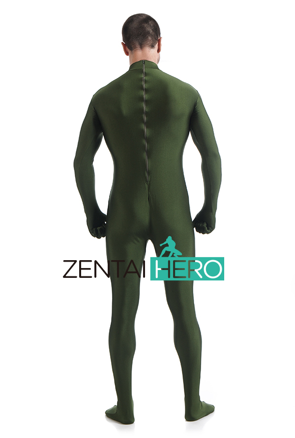 Army Green Lycra Spandex Zentai Catsuit without Hood