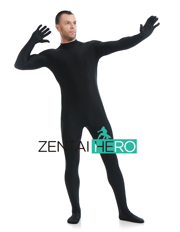 Black Lycra Spandex Zentai Catsuit For Men