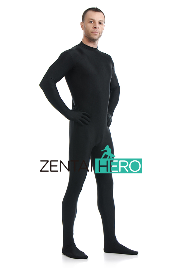 Black Lycra Spandex Zentai Catsuit For Men