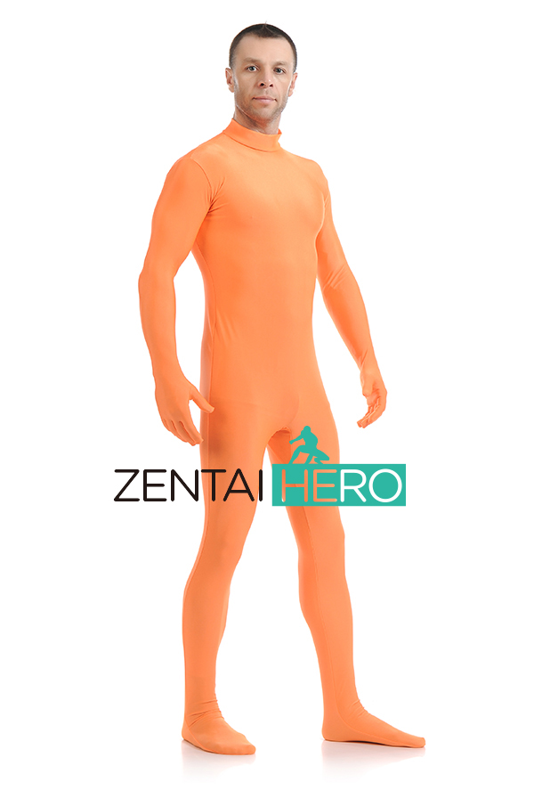 Orange Zentai Catsuit without Hood For Men