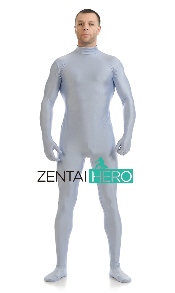 Hot Silver Male Lycra Spandex Zentai Catsuit for Carnival