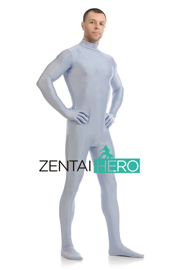 Hot Silver Male Lycra Spandex Zentai Catsuit for Carnival