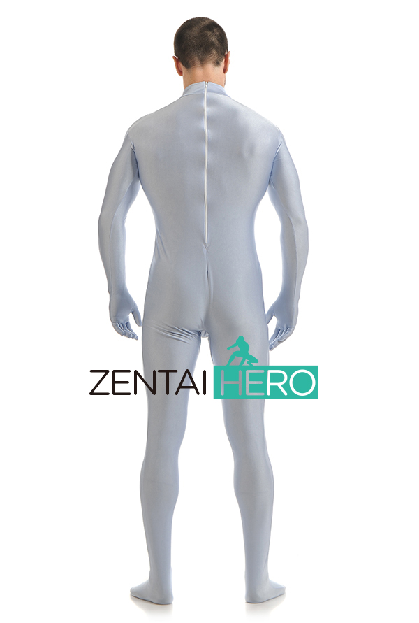 Hot Silver Male Lycra Spandex Zentai Catsuit for Carnival