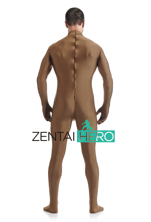 Brown Male Lycra Spandex Zentai Suit Without Hood