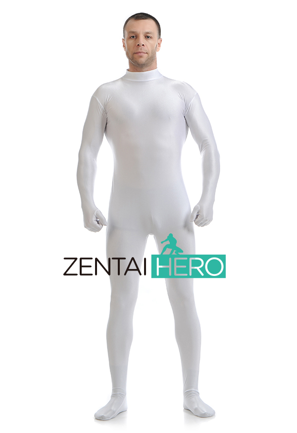 White Color Spandex Zentai Body Catsuits For Men