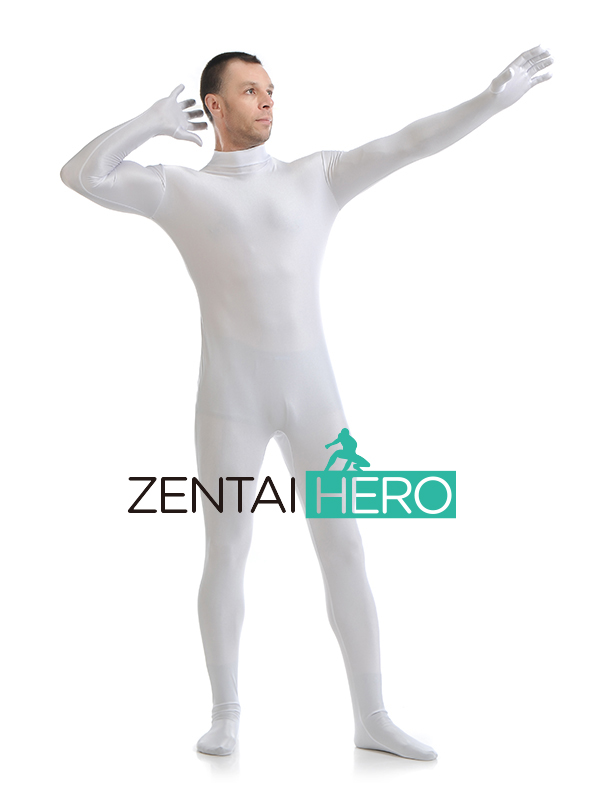 White Color Spandex Zentai Body Catsuits For Men