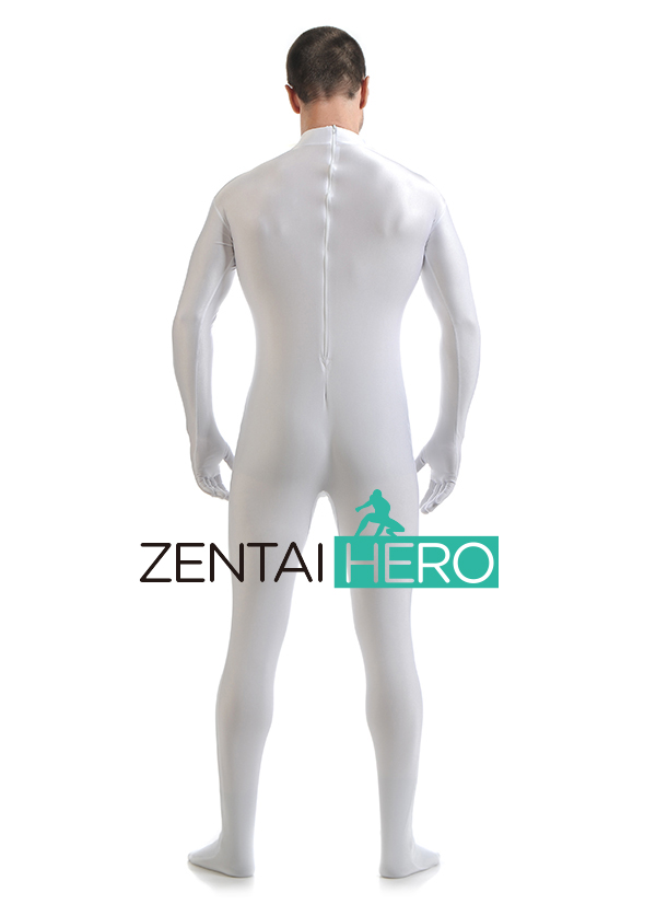 White Color Spandex Zentai Body Catsuits For Men