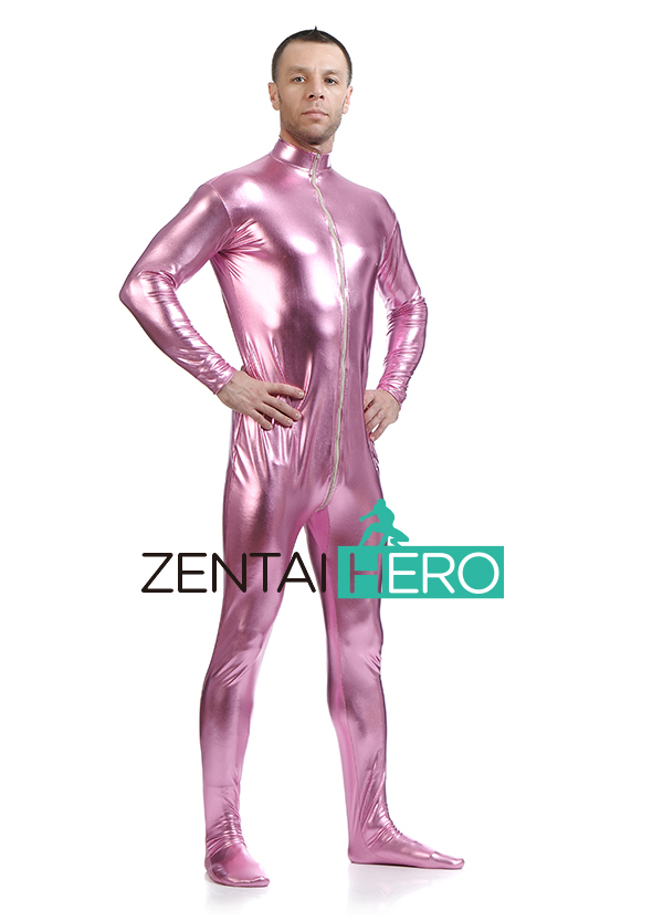 New Pink Color Shiny Zentai Catsuit For Halloween