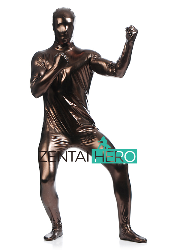 Shiny Coffee Zentai Catsuit For Men