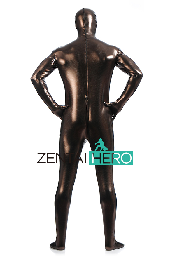 Shiny Coffee Zentai Catsuit For Men