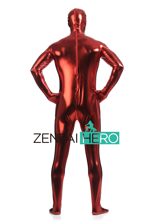 Shiny Red Color Metallic Zentai Bodysuit