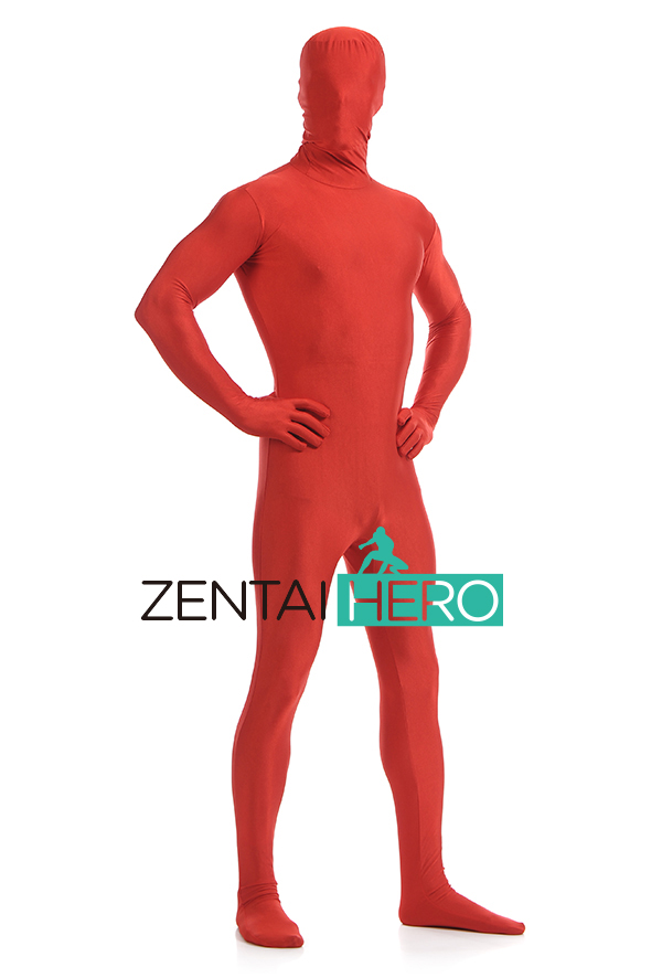 Red Unicolor Spandex Zentai Suit