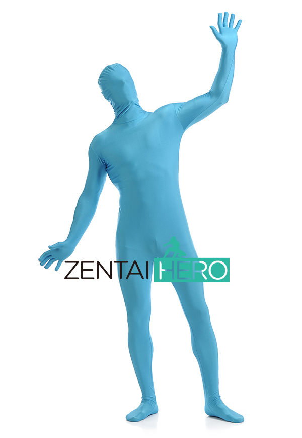 Blue Lycra Spandex Fullbody Cover Zentai Suit