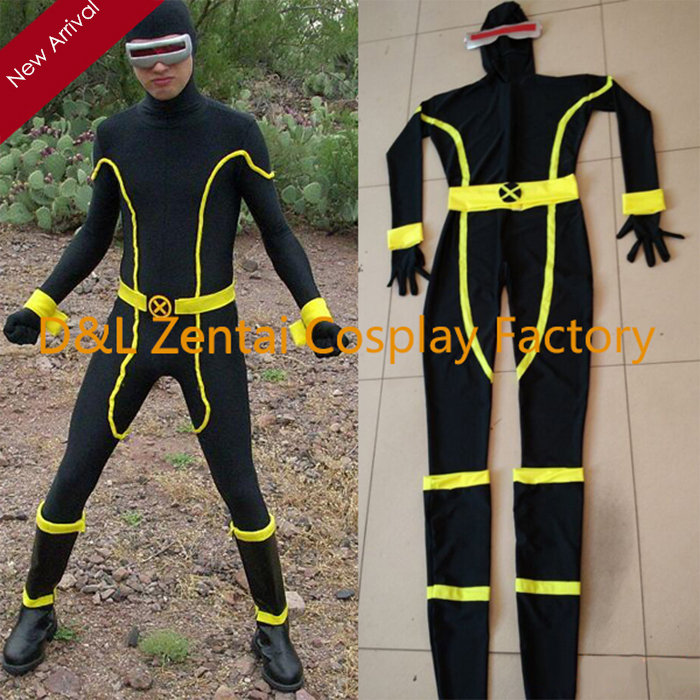 Black X-men Spandex Cyclops Superhero Costume