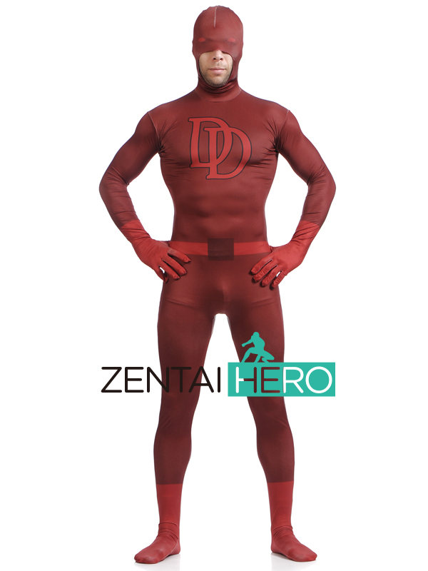 Red Lycra Spandex DD Superhero Open Mouth Halloween Costume