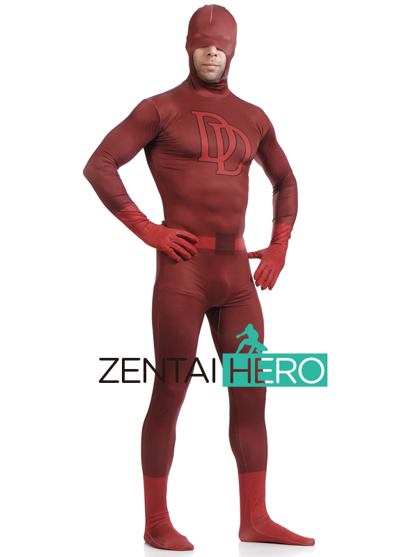 Red Lycra Spandex DD Superhero Open Mouth Halloween Costume