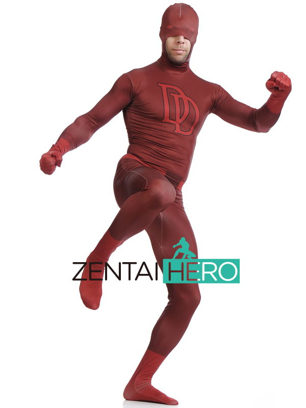 Red Lycra Spandex DD Superhero Open Mouth Halloween Costume