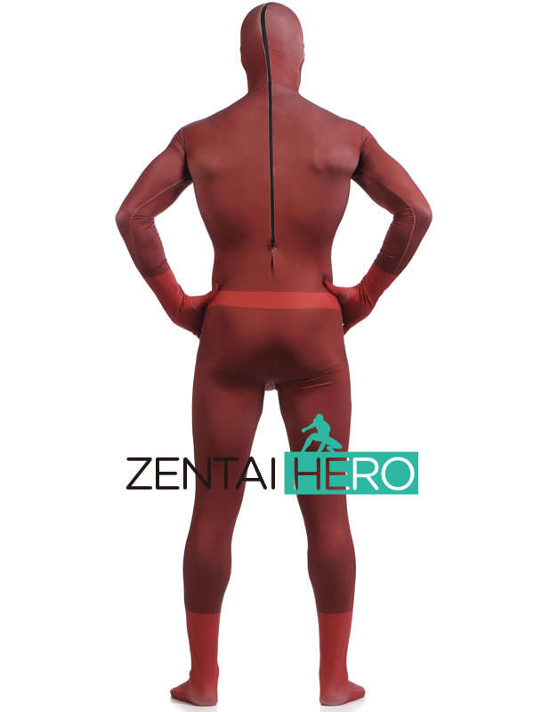 Red Lycra Spandex DD Superhero Open Mouth Halloween Costume